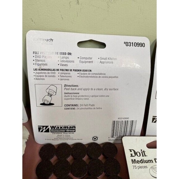 152 Mixed Sizes Lot Brown Felt Pads Round Self-Stick Soft Touch Waxman Do-It - Picture 4 of 7
